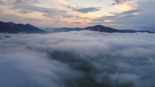 Aerial Evening above Clouds