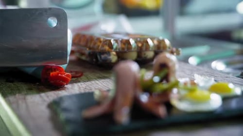 Chef Prepares Breakfast Plate in Restaurant Kitchen