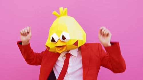 Funny character with pixeled mask
