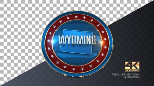 Wyoming United States of America State Map with Flag 4K