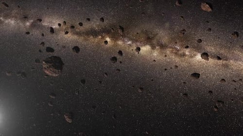 Dynamic Asteroids Flying Through Deep Space with Milky Way