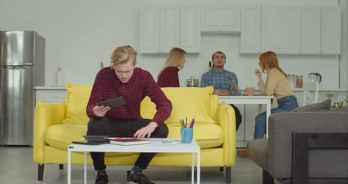 Anxious College Student Busy with Research Project