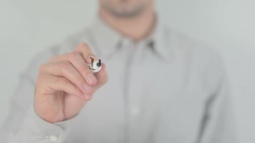 Influencer Writing on Transparent Screen