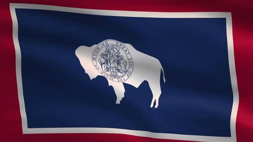 Waving Wyoming State Flag Seamless Loop Animation