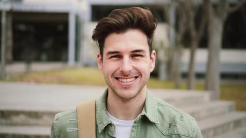 Caucasian Happy Male in University Campus
