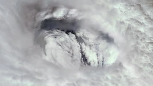 View from Space showing the Eye of Hurricane in the Atlantic Ocean.