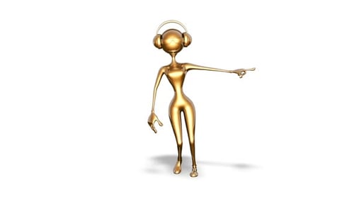 3D Gold Woman Dance Looped on White