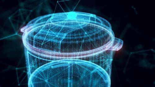 pressure cooker hologram Close up 4k