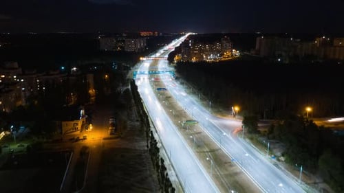 Hyperlapse Timelapse of Night City Traffic Fast Cars