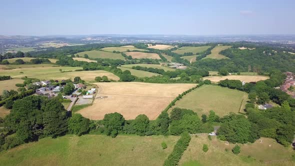 Flying high over farmland outside of Exeter, England, Industrial Stock ...