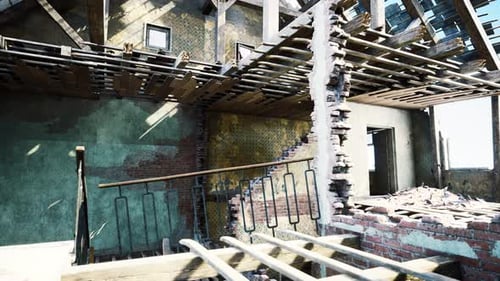 Abandoned Ruined Building After War