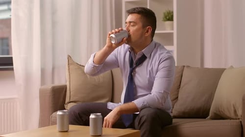 Alcoholic Drinking Alcohol From Can at Home