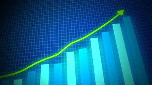 Animated Bar Chart Growing Upward on Grid Background