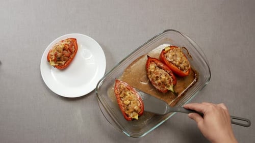Preparing Delicious Stuffed Peppers in Home Kitchen