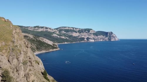 Image From a Drone of Beautiful Seascape with Mountain Peaks Rocks