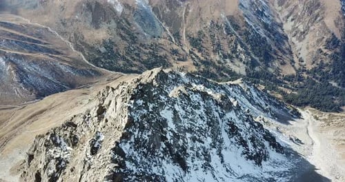 Snowy Mountains Aerial View Majestic Landscape