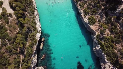 Aerial: Cala des Moro in Mallorca, Spain