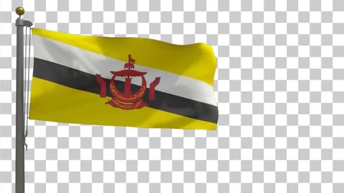 Flag of Brunei Darussalam Waving with Alpha Channel