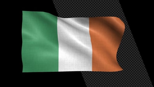 Waving Ireland National Flag Animation with Alpha Channel