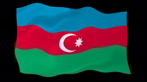 Azerbaijan Flag Realistic Waving Loop Animation