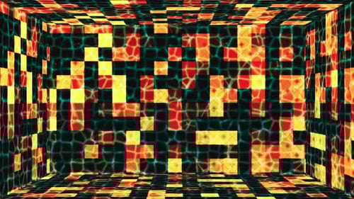 Abstract Glowing Digital Grid Room Background Loop