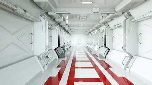 Futuristic laboratory or spaceship corridor