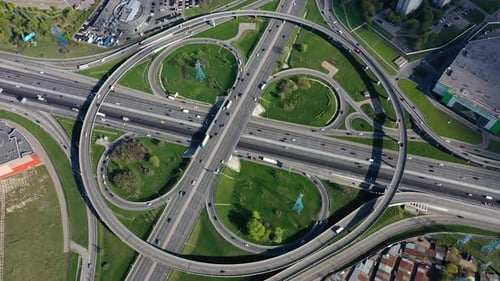 Freeway Intersection Traffic Trails in Moscow
