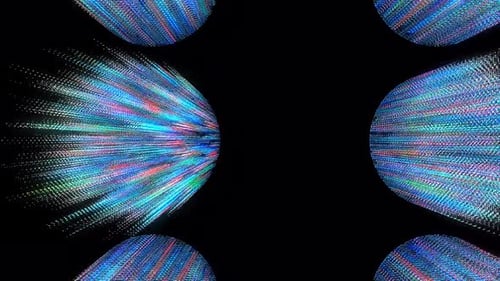 Abstract shining bright lines set wave colorful, black background