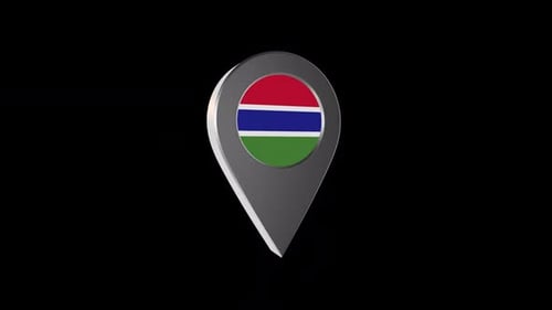 Animated 3D Location Pin with Gambia Flag