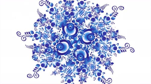 Decorative Blue Floral Pattern Growing Animation