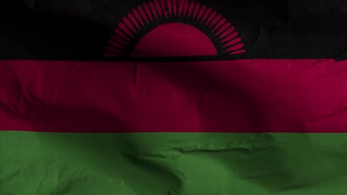 Malawi National Flag Realistic Waving Loop