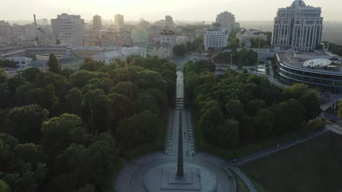 Aerial view. War memorial located in the Ukrainian capital of Kiev.