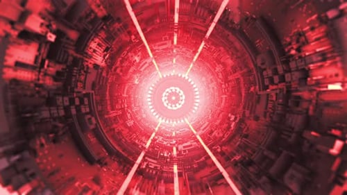 Red Glowing Futuristic Tech Tunnel Loop