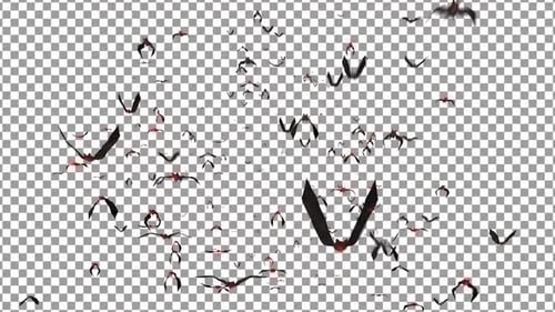 Flying Bats Swarm with Alpha Channel for Spooky Halloween Effect