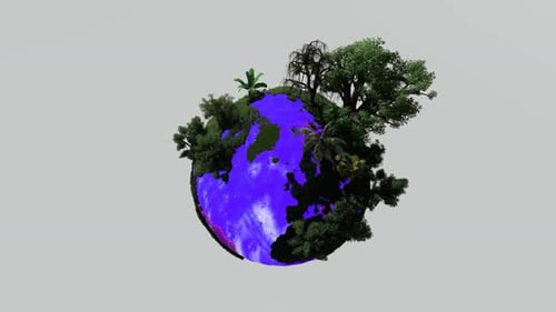 Rotating 3D Earth with Lush Green Nature and Blue Water
