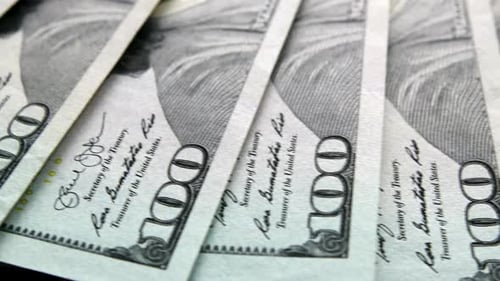 Macro Shot of US Hundred Dollar Bills