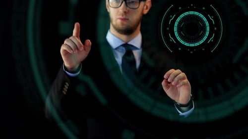 Businessman Working with Data on Virtual Screen 15