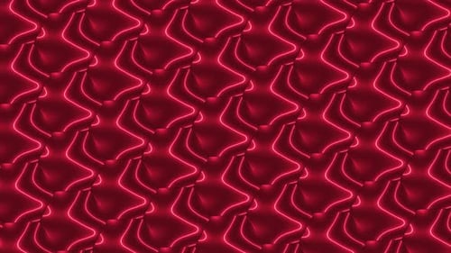Red Color Neon Light Abstract Hexagon Mirror Liquid Animated Background