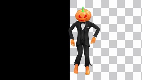 Baile robot con cabeza de calabaza