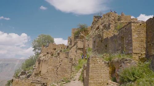 Stone walls of ruins of old city