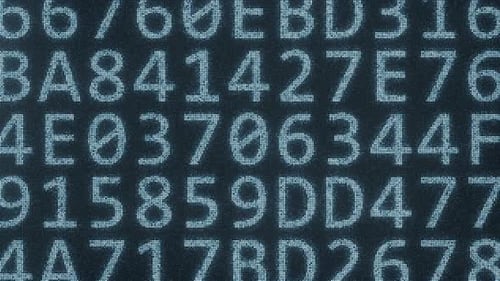 VERTRAULICHER Text bestehend aus Symbolen auf dem Monitor