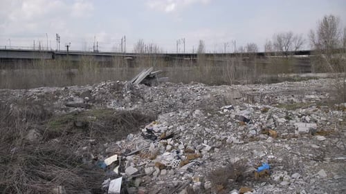 Panoramic View of Illegal Garbage Dump in the City