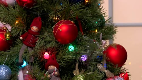 Festive Christmas Tree with Ornaments and Lights