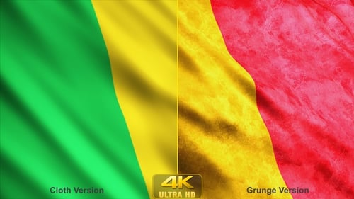 Waving Flag of Mali Animation with Textured Version