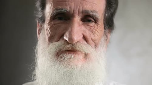 Senior Man Close Up with White Beard