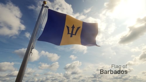 Barbados-Flagge auf einem Fahnenmast