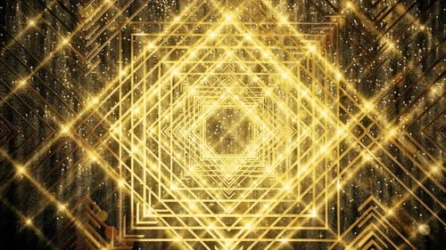 Shimmering Golden Geometric Tunnel Loop Background