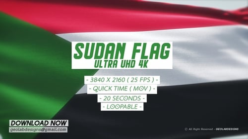 Sudan Flag Waving Seamless Loop Animation