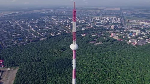 Aerial View of the Tallest TV Tower in the Cityscape