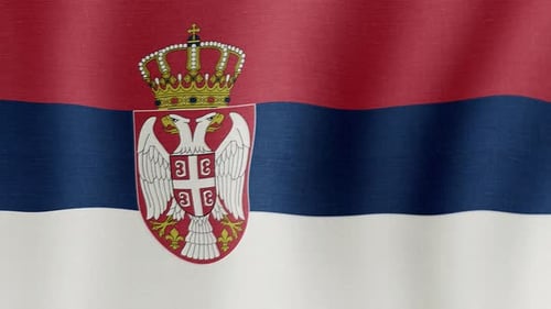 Waving Serbia National Flag Loop with Fabric Texture